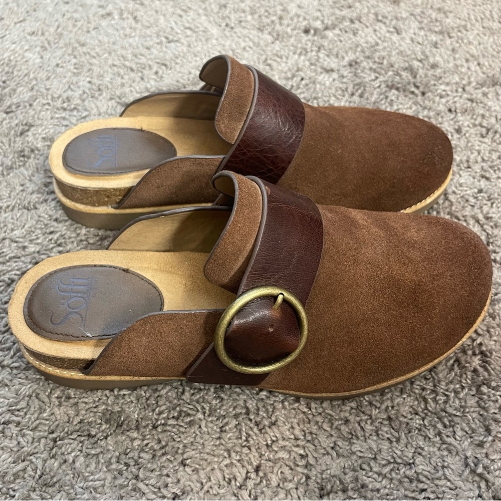 Söfft Brown Suede Leather Clogs Size 9.5M Fall